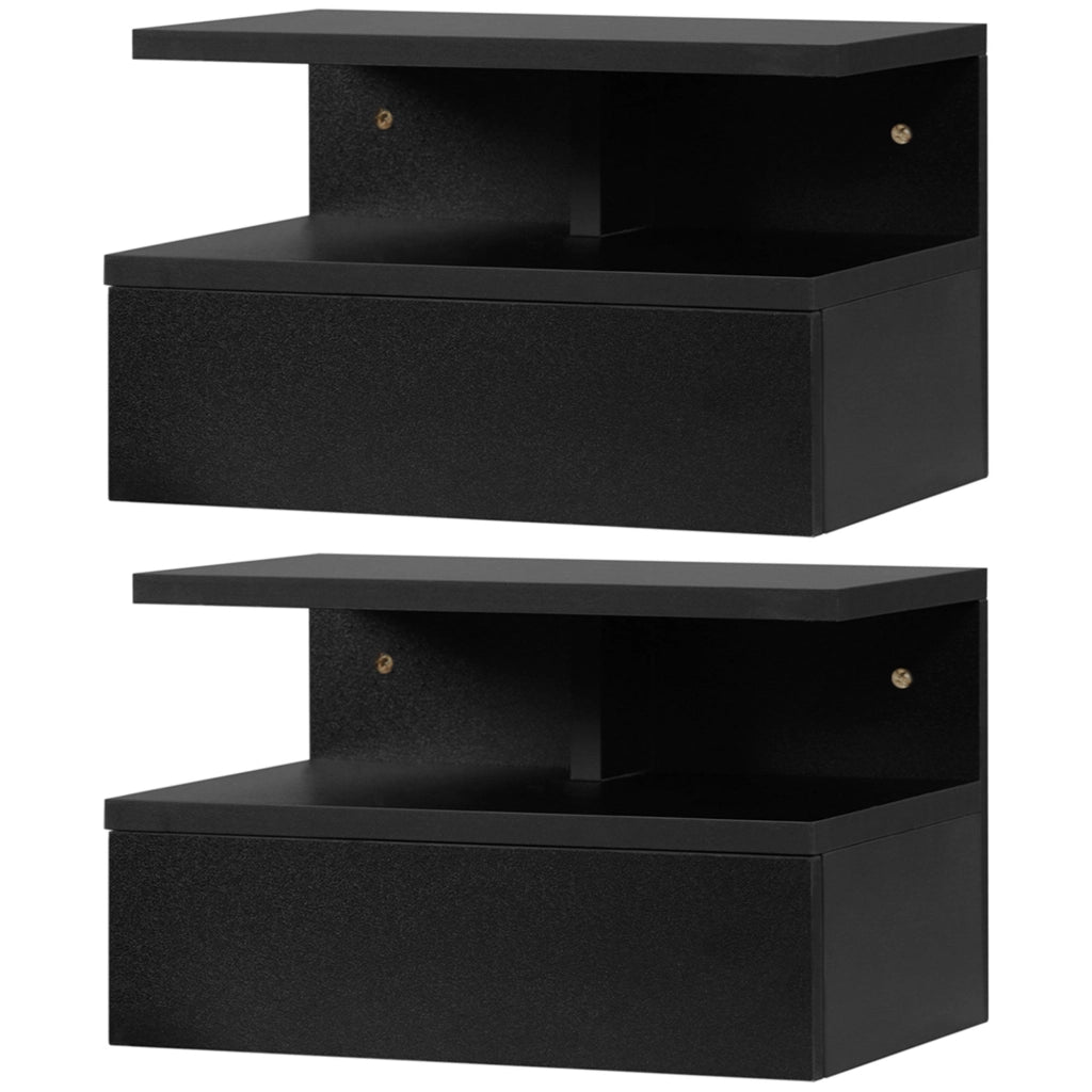 Comodino ¨C zephmum ¨C nero, multistrato, 2 pezzi