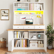 Credenza da cucina con LED e piano estraibile 137x45x178 cm