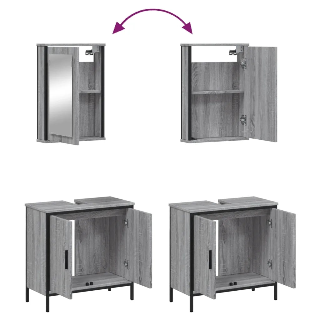 vidaXL Set Mobili da Bagno 2 pz Grigio Sonoma in Legno Multistrato