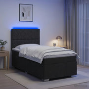 Letto Box Spring LED con Materasso Nero 90 x 190 cm Tessuto 3455502