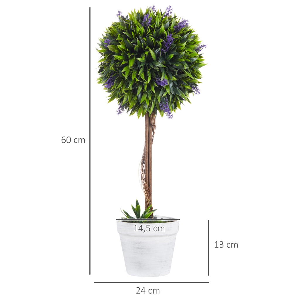 Pianta di lavanda artificiale, set da 2, piante artificiali, pianta da interno in vaso da 60 cm, albero artificiale con muschio artificiale per uso