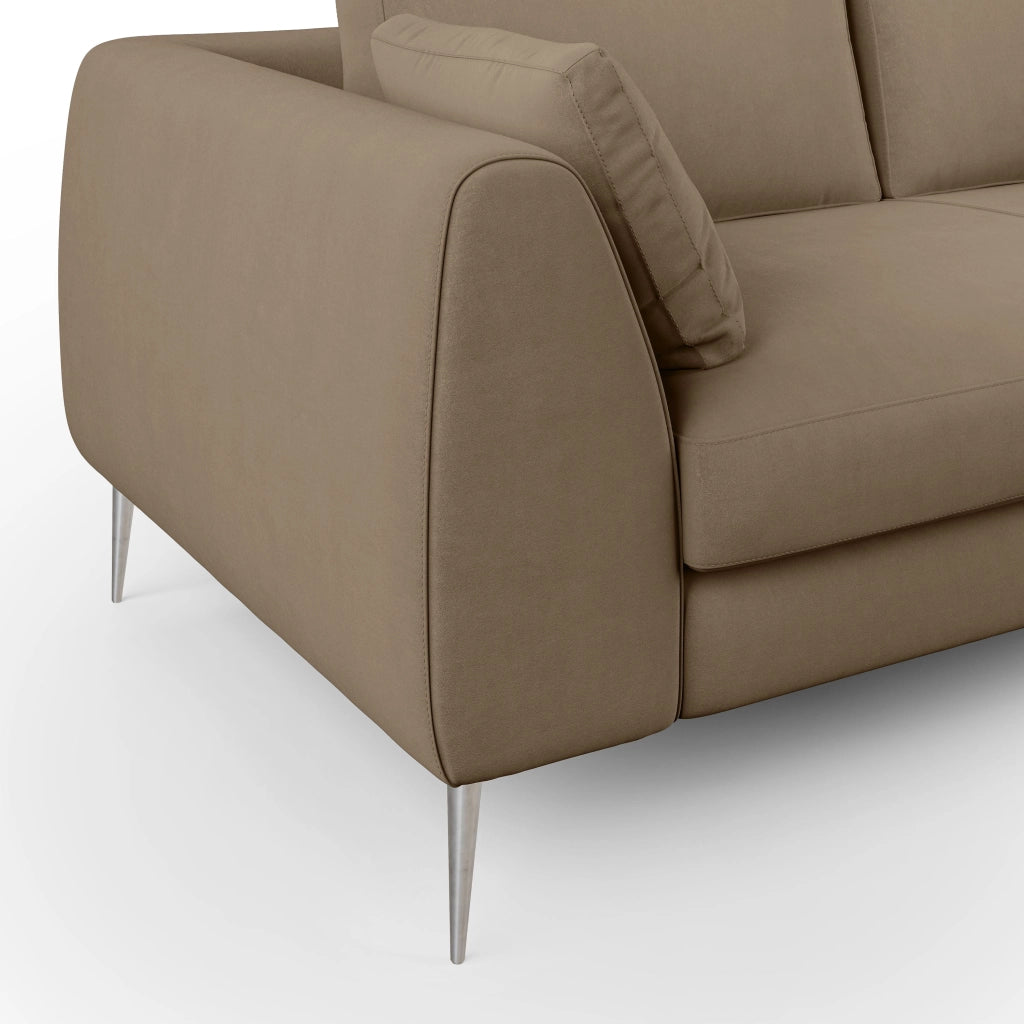Plano Divano moderno in microfibra tecnica smacchiabile T11 196 cm marrone