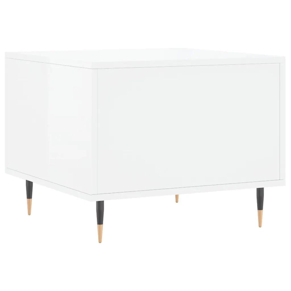 Tavolini Salotto 2pz Bianco Lucido 50x50x40cm Legno Multistrato