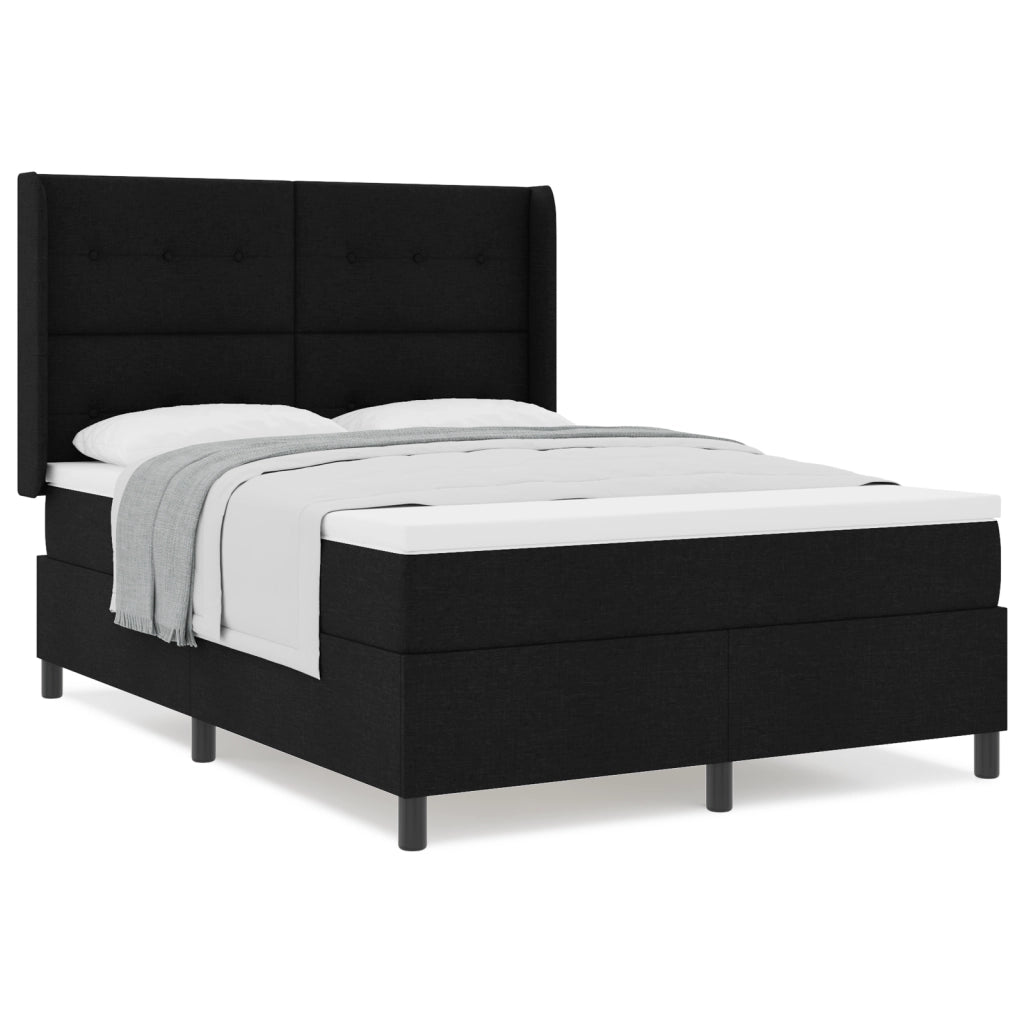 Rete a Molla con Materasso Nera 160x200 cm Tessuto