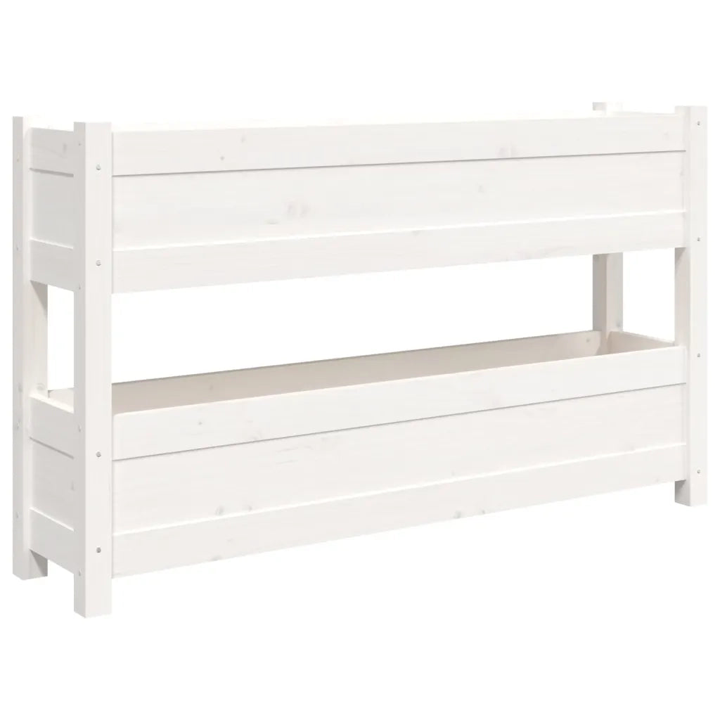 Fioriera-Vaso-Contenitore per Piante Bianca 112x25x66 cm in Legno Massello di Pino