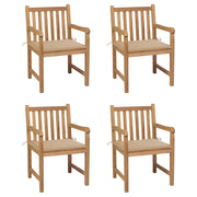 Sedie Giardino 4 pz con Cuscini Beige in Massello di Teak cod mxl 17487