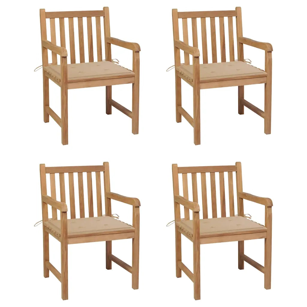 Sedie Giardino 4 pz con Cuscini Beige in Massello di Teak cod mxl 17487