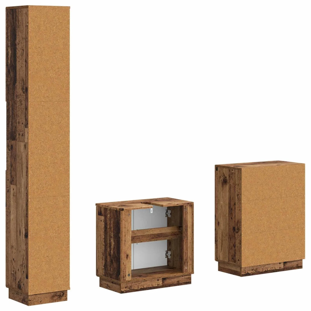 Set di armadietti da bagno in 3 pezzi HOORN Legno antico 3417475