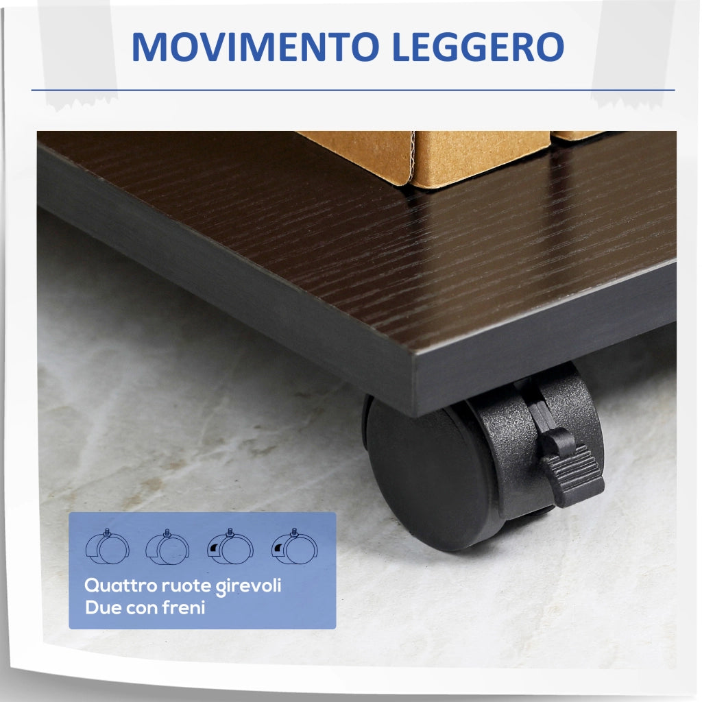 Mobile Porta Stampante con Cassetto e Ripiani ¨C Zephmum ¨C Legno Nero 60x40x68.5cm