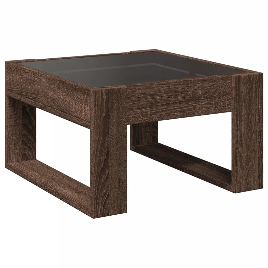 Tavolino Salotto con LED Infinity Rovere Marrone 50x53x30 cm