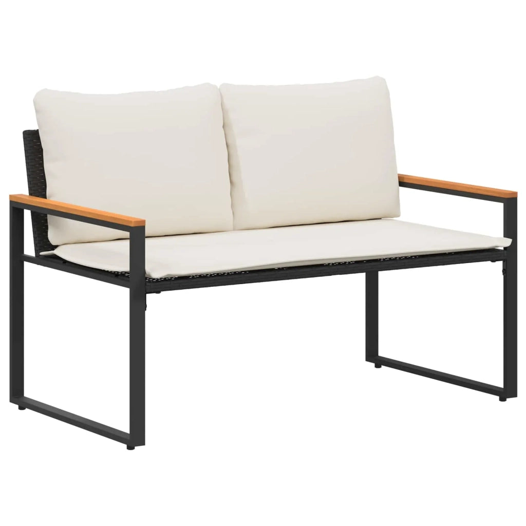 panchina Nero e Bianco Crema 115 x 65 x 72 cm Rattan 42026941