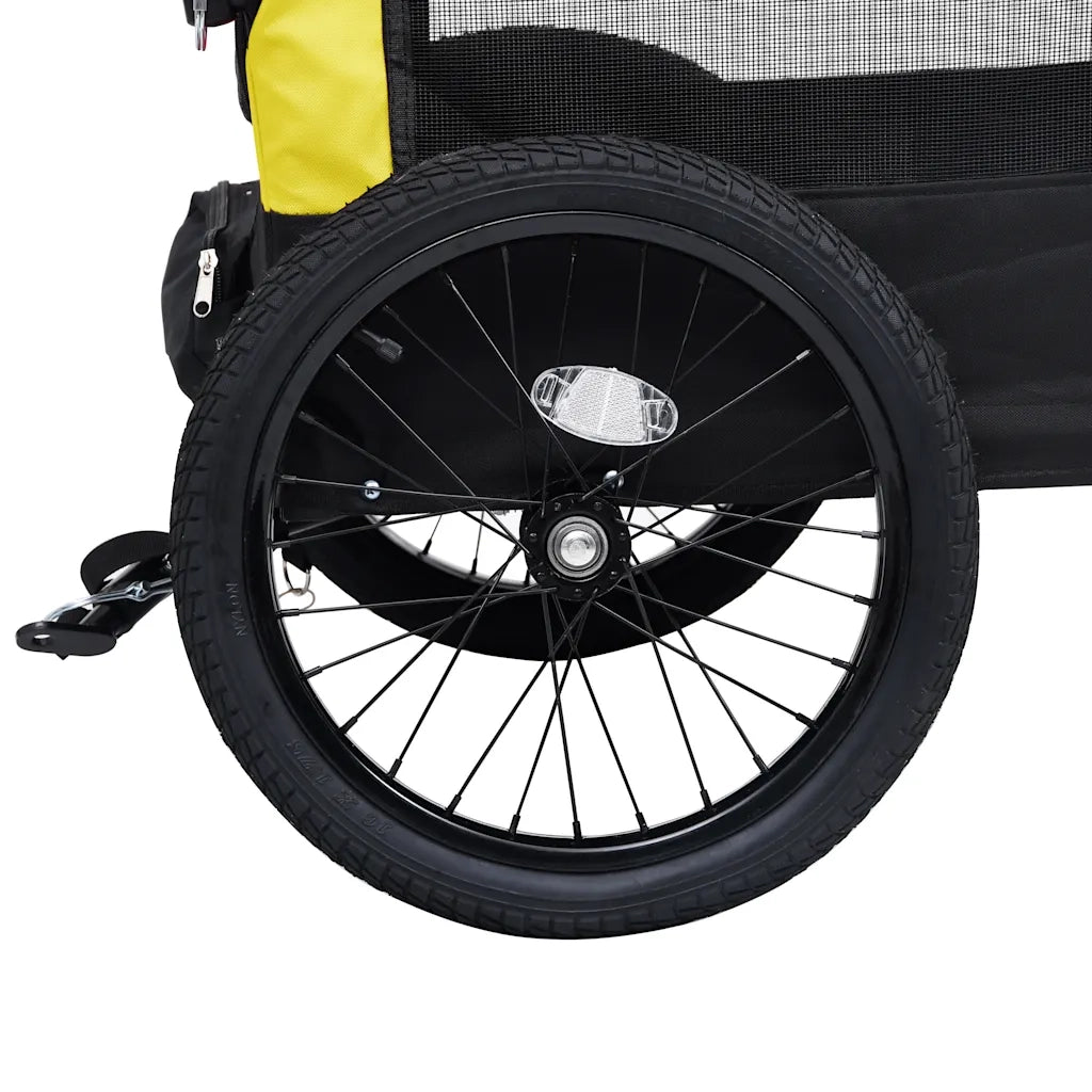 Rimorchio Bici per Animali Carrello Jogging 2in1 Giallo e Nero 92439