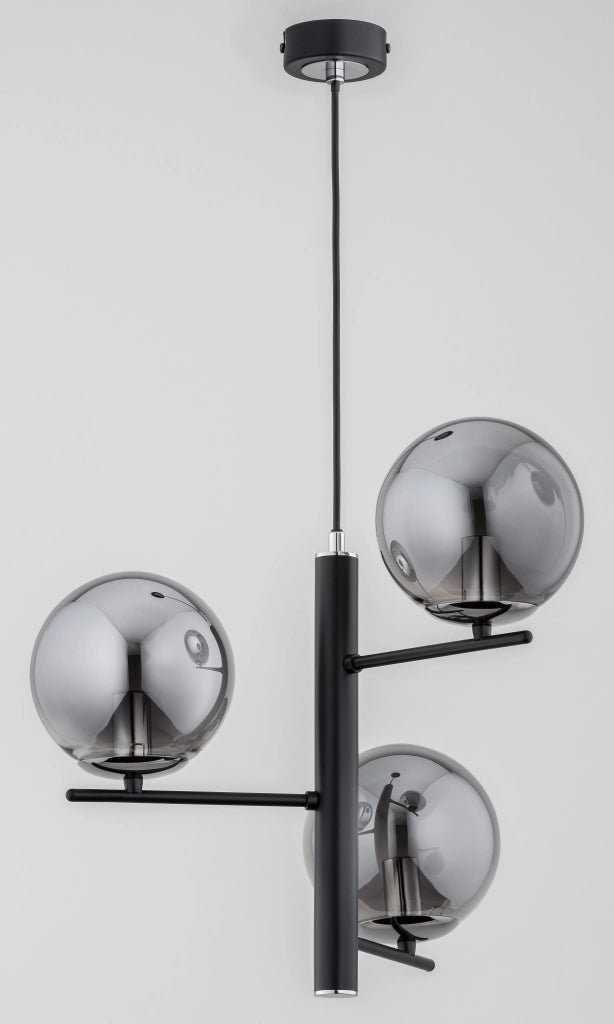 Lampada a sospensione Lamur nera vetro fumé 3xE14 Ø38cm