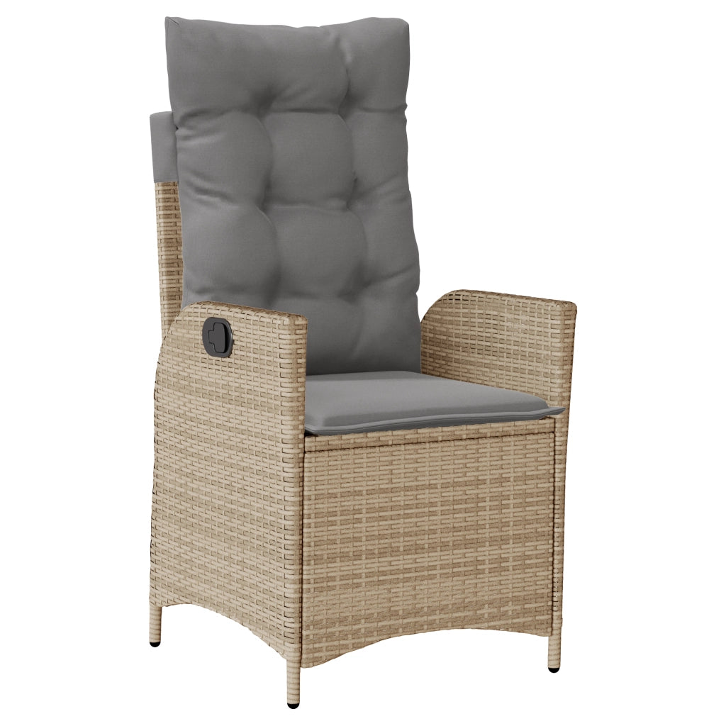 Set da Pranzo da Giardino da 7 Pezzi con Cuscini Beige in Polirattan