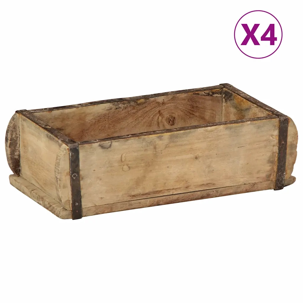Vassoio 4 pcs Marrone 30 x 15 x 9 cm Legno Recuperato Massello 4019609