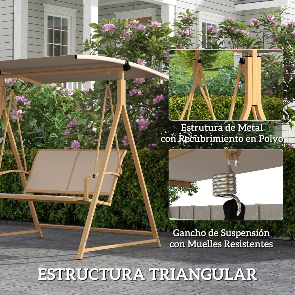 Altalena da Giardino 2 Posti con Tenda ¨C zephmum ¨C Caqui 160x112x162 cm