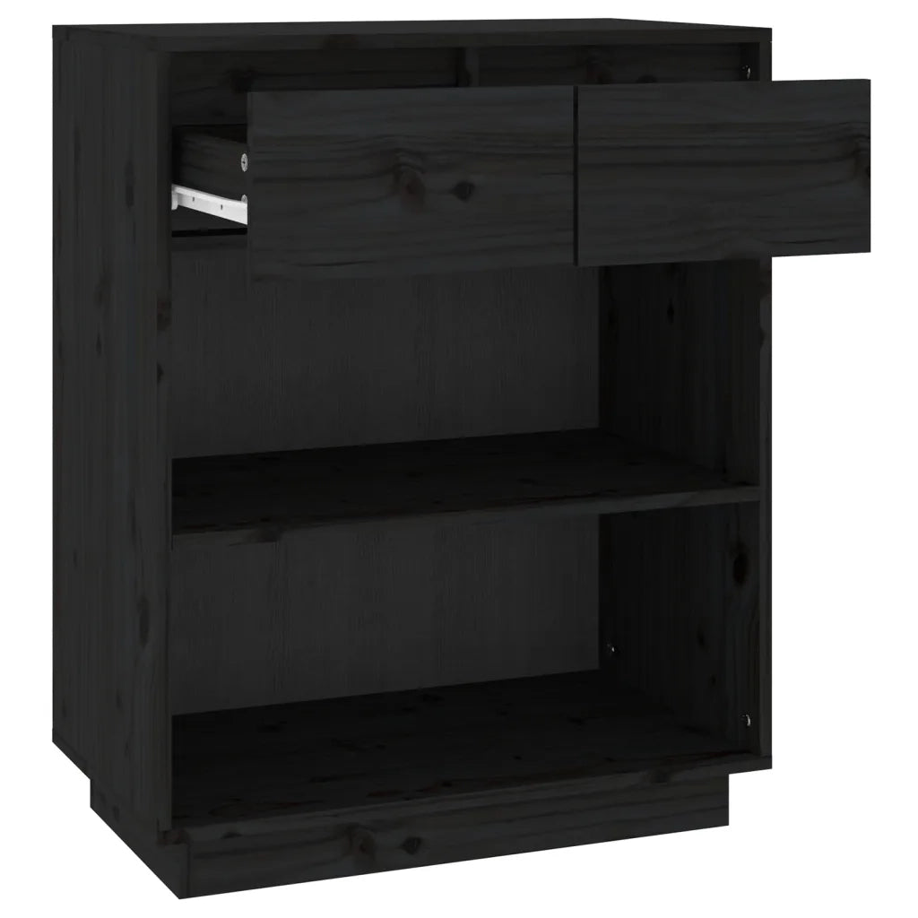 Mobile Consolle Nero 60x34x75 cm in Legno Massello di Pino 813838