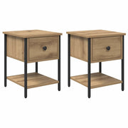 Set di 2 Comodini | Armadio da Notte | Mobiletto da notte Rovere artigianale 34 x 35,5 x 45 cm