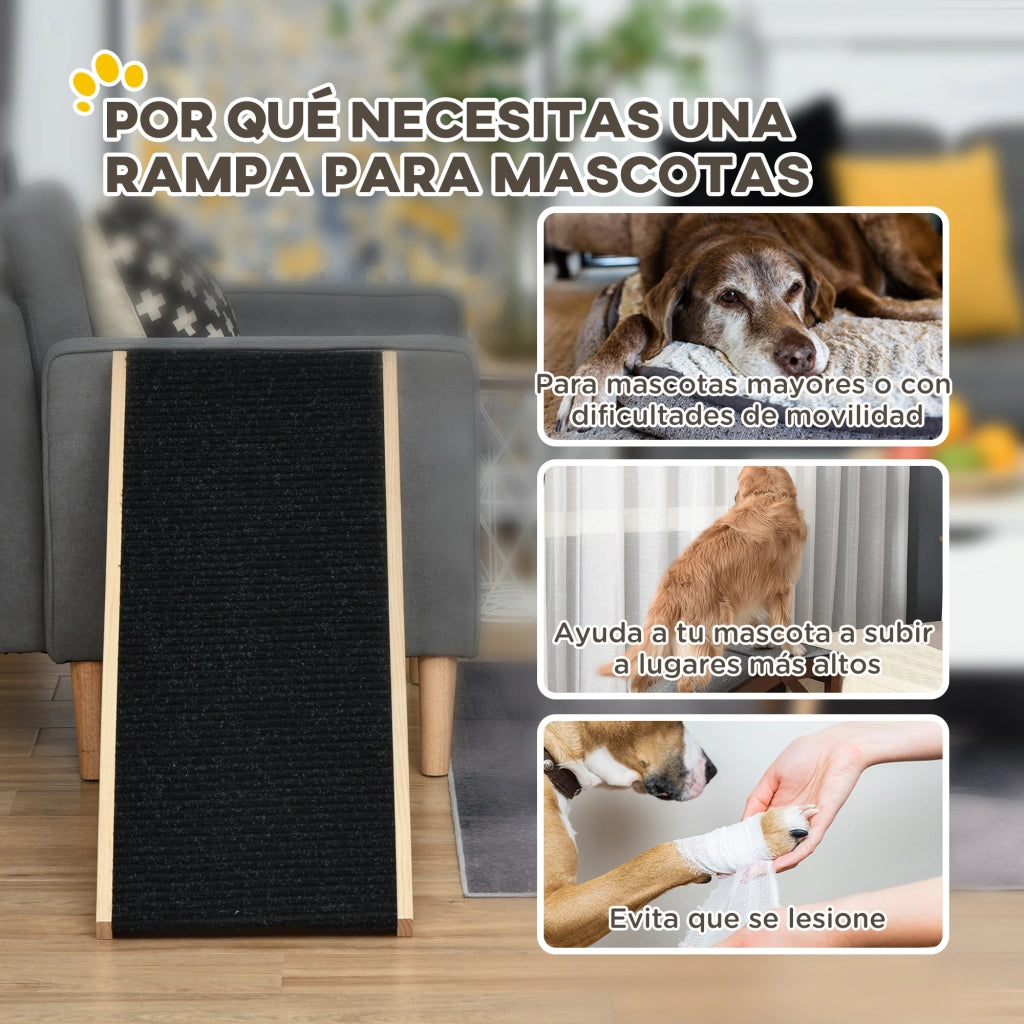 Rampa Pieghevole per Cani e Gatti in Legno ¨C zephmum ¨C 90x40x61 cm Naturale