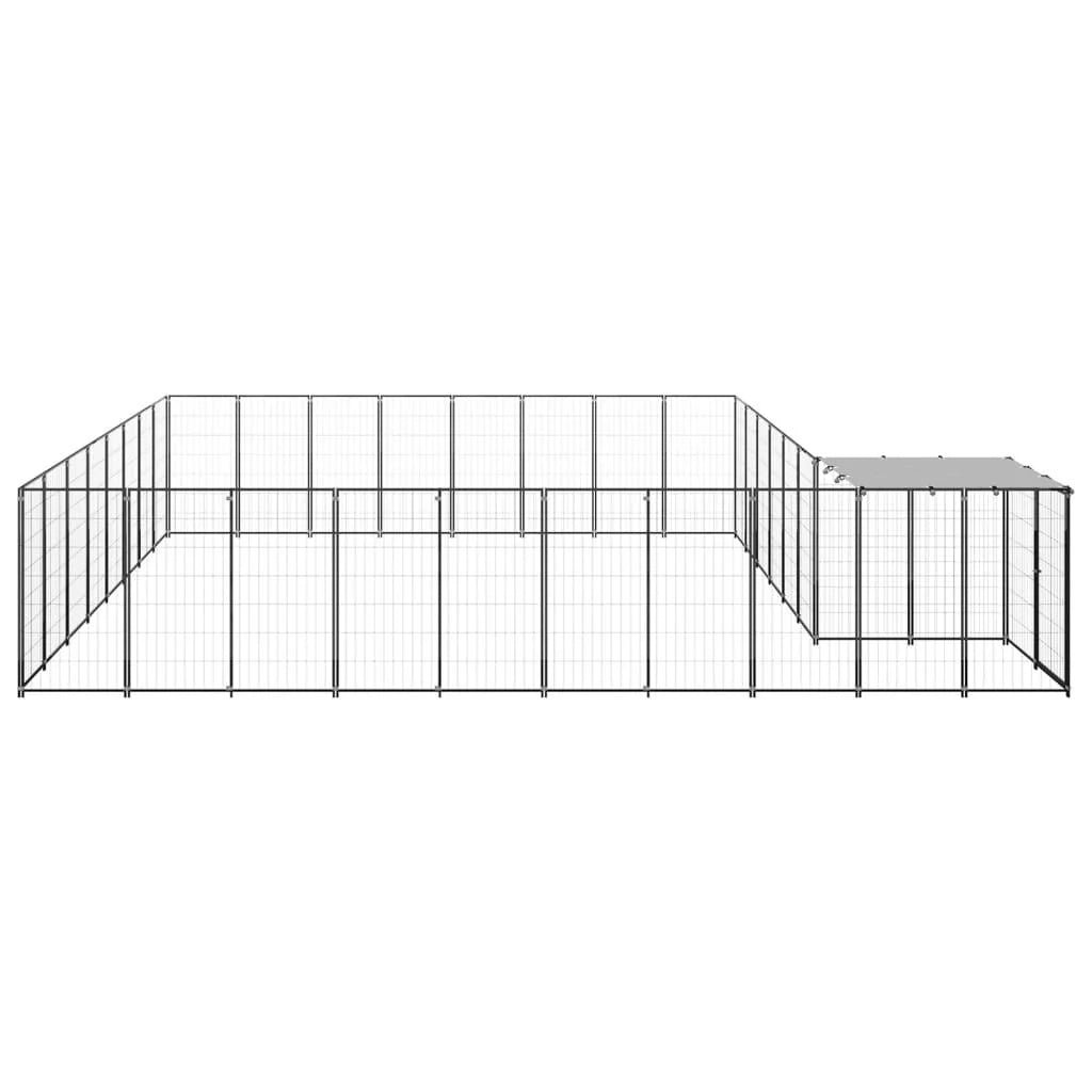 Recinto per animali da esterno per cani 20,57 m² acciaio nero 02_0000507