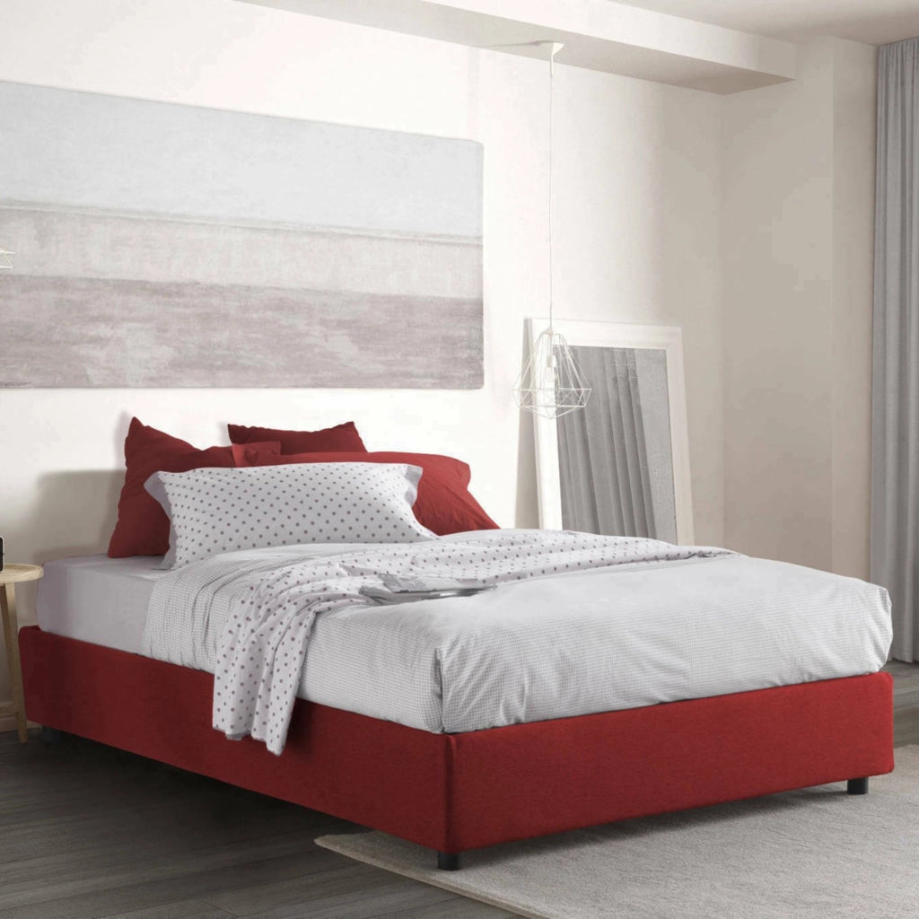 Letto Matrimoniale Alessander, Letto Matrimoniale Materasso Incluso Made in Italy, Rosso