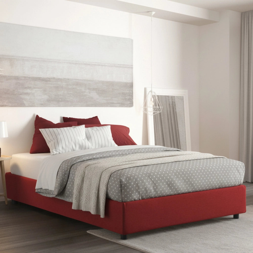 Letto Matrimoniale Alessander, Letto Matrimoniale Materasso Incluso Made in Italy, Rosso