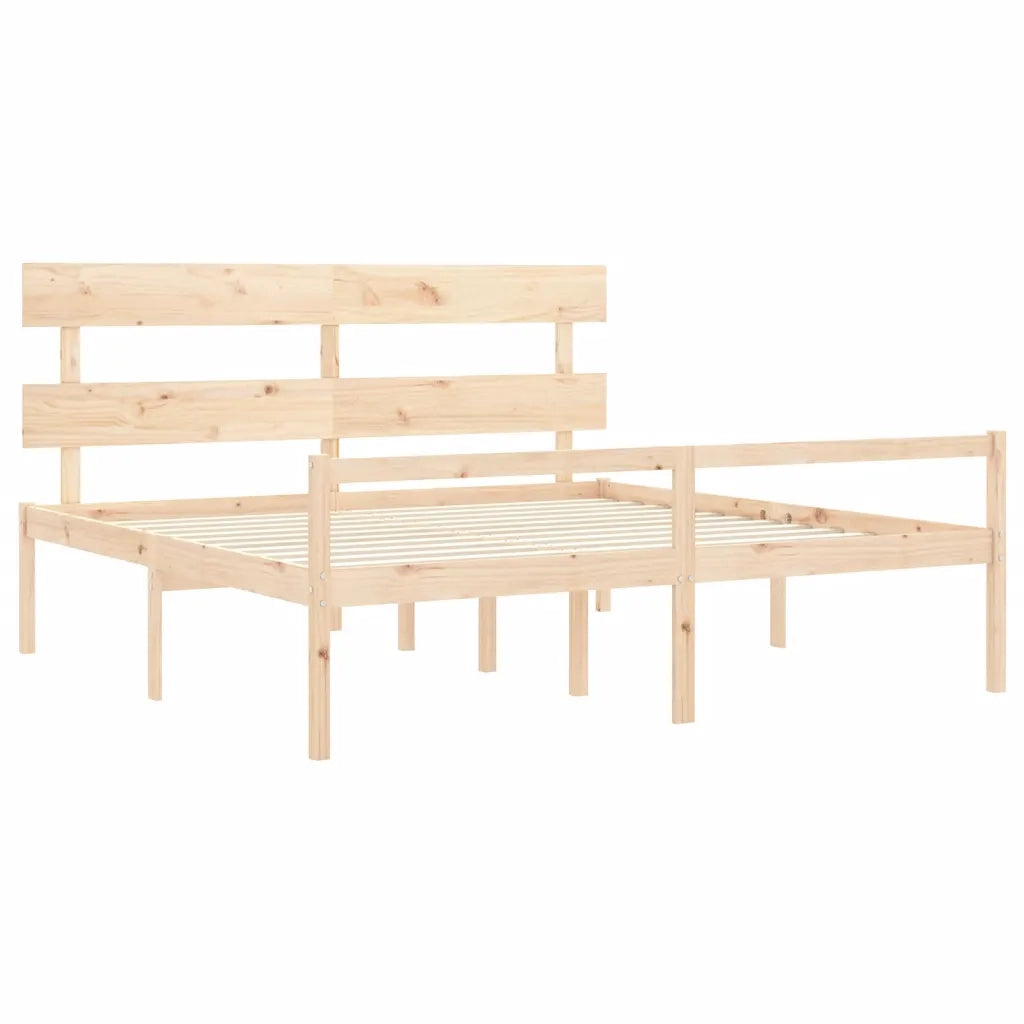 Letto per Anziani con Testiera Bianco Super King Legno Massello 3195366