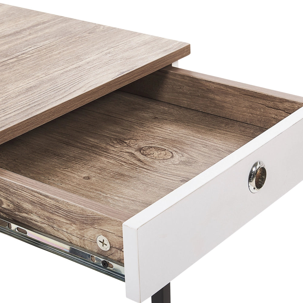 Scrivania Home Office Top in legno chiaro 120 x 60 cm con struttura verniciata a polvere nera 3 cassetti