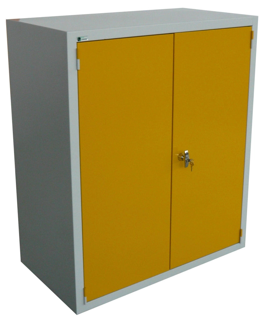 Armadio basso in lamiera per officine con ante a battente fornito monoblocco cm. 100x50x100h