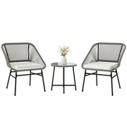 Set Giardino 3 Pezzi ¨C zephmum ¨C Tavolino con 2 Sedie, Rattan, Grigio Scuro