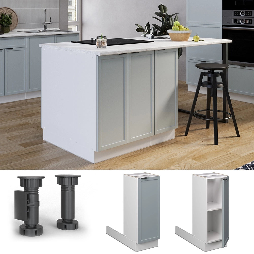 Isola cucina Fame-Line Blu-grigio chiaro/Bianco 30 cm senza piano di lavoro Vicco