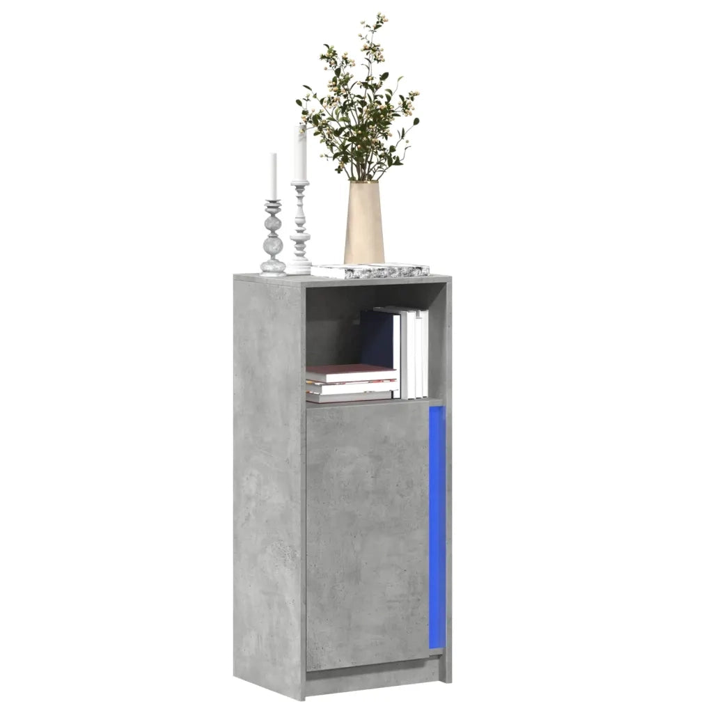 Credenza con LED-Buffet-Armadio da cucina Grigio Cemento 42,5x34x100cm Legno Multistrato