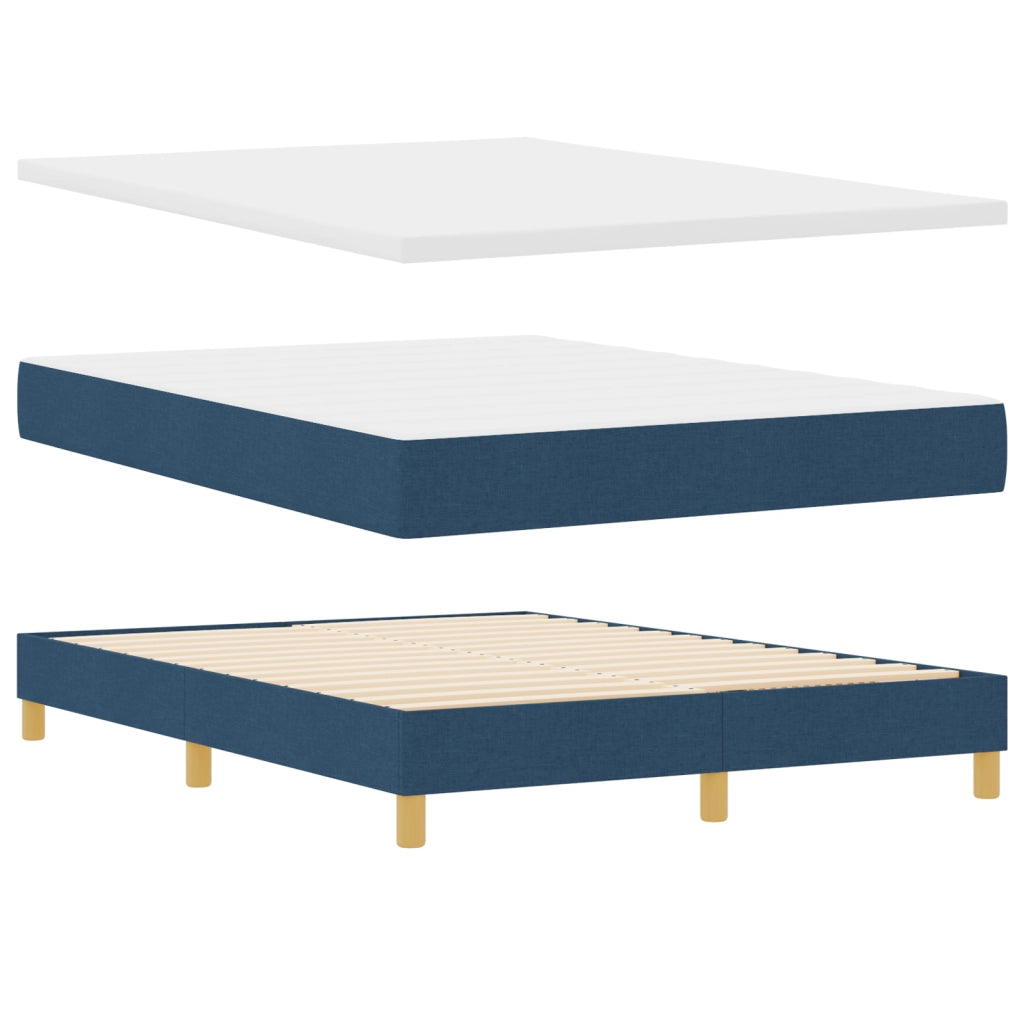 Letto con Box Spring e Materasso Blu 140x200 cm Tessuto