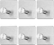 Set di Ganci in Acciaio Inossidabile Autoadesivi da Parete per 6 Hanger per Asciugamani e Cappotti
