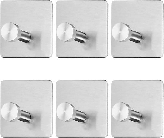 Set di Ganci in Acciaio Inossidabile Autoadesivi da Parete per 6 Hanger per Asciugamani e Cappotti