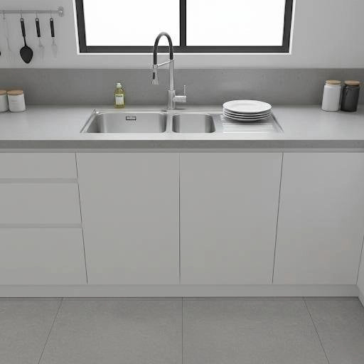 Lavello incasso in acciaio inox 116 cm 2 vasche gocciolatoio DX  - Cromo