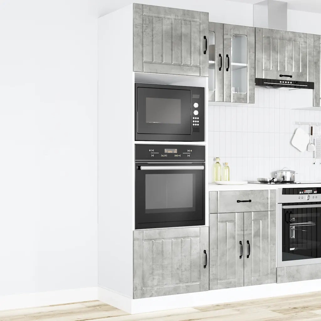 Pensile da cucina | Armadi Forno 2 pz Lucca Grigio Cemento in Legno Multistrato