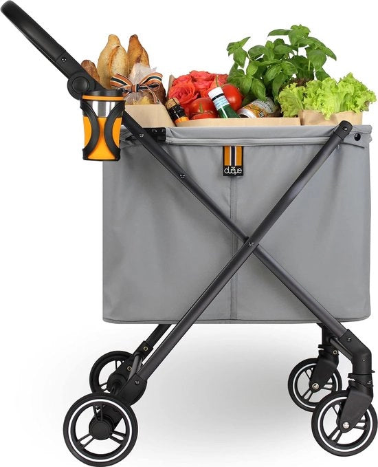 Carrello per spesa con ruote - Ripiegabile - Tasca per spesa rimovibile - Carrello per spesa portatile