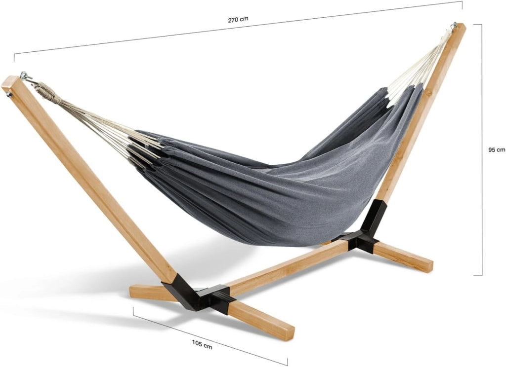 Amaca con supporto in legno e tela grigio antracite TAHITI