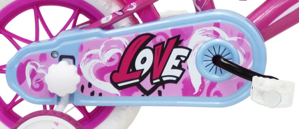 SCH HEART 12", bicicletta per bambini, adatta a bambini tra i 3 e i 5 anni, per altezza tra 85 e 105 cm, cestino, trombe