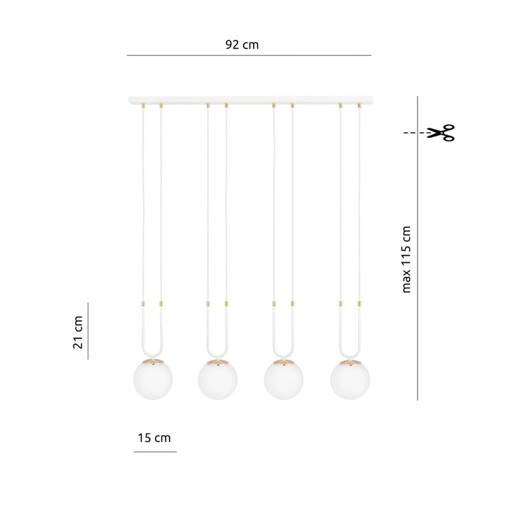 Lampada a sospensione GLAM in acciaio bianco opaco e oro