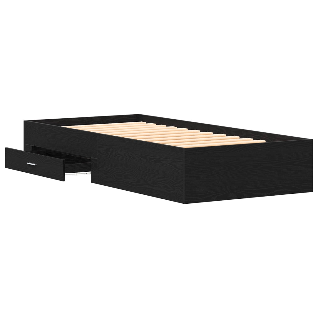 Letto  Quadro Nero Rovere 90x190 cm Legno ingegnerizzato