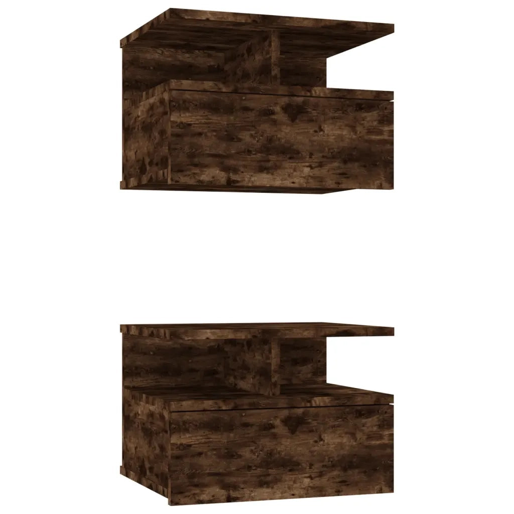 Comodini Pensili Rovere Fumo 2pz 40x31x27 cm Legno Multistrato cod mxl 46794