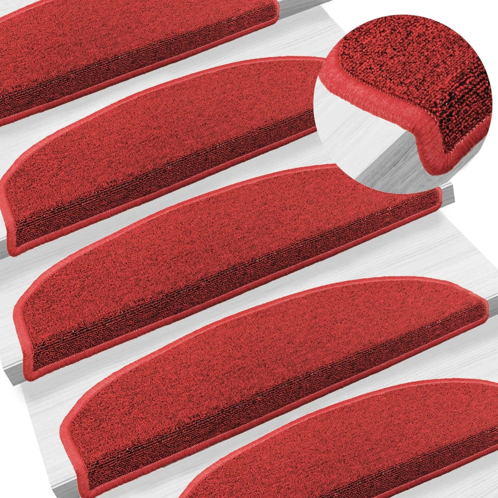 Tappetini per scale autoadesivi 15 pcs Rosso 80 x 24,5 x 3,5 cm 42038640