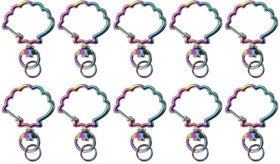 Sistema di appoggio per chiavi 10 pezzi - Chiave a forma di conchiglia - Chiave a forma di conchiglia con anello a ghiera zincata - Resistente alla ruggine - Base rotativa 360° - Ideale per accessori artigianali - Chiave a forma di conchiglia con anello