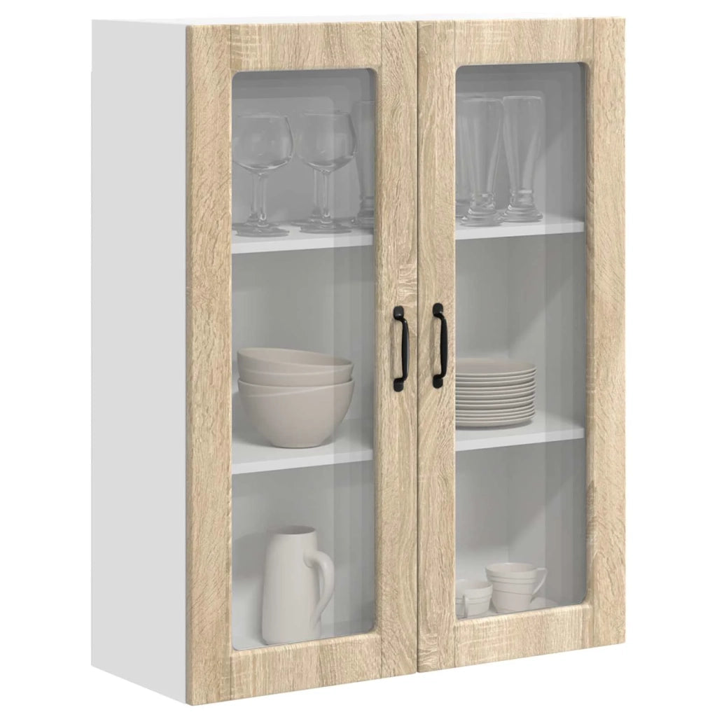 Pensile da cucina | Mobile in vetro da parete PORTO Rovere Sonoma 80 x 31 x 100 cm