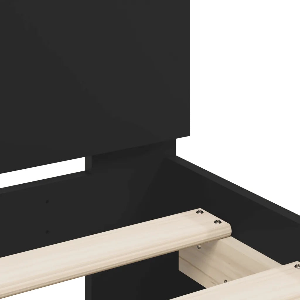 Giroletto con Testiera-Struttura Letto con testiera Nero 140x200 cm in Legno Multistrato