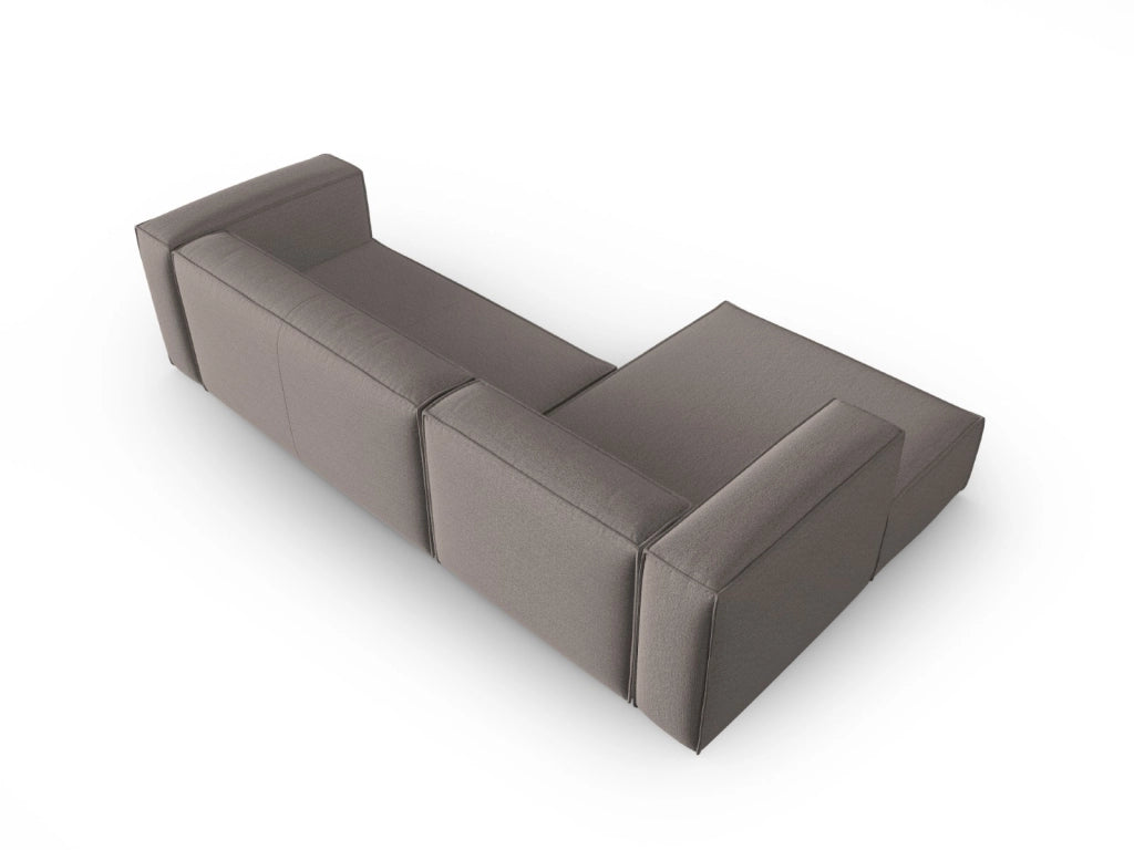 Cosmopolitan Design - Divano angolare sinistro "Mackay" 4 posti in velluto strutturato cappuccino 