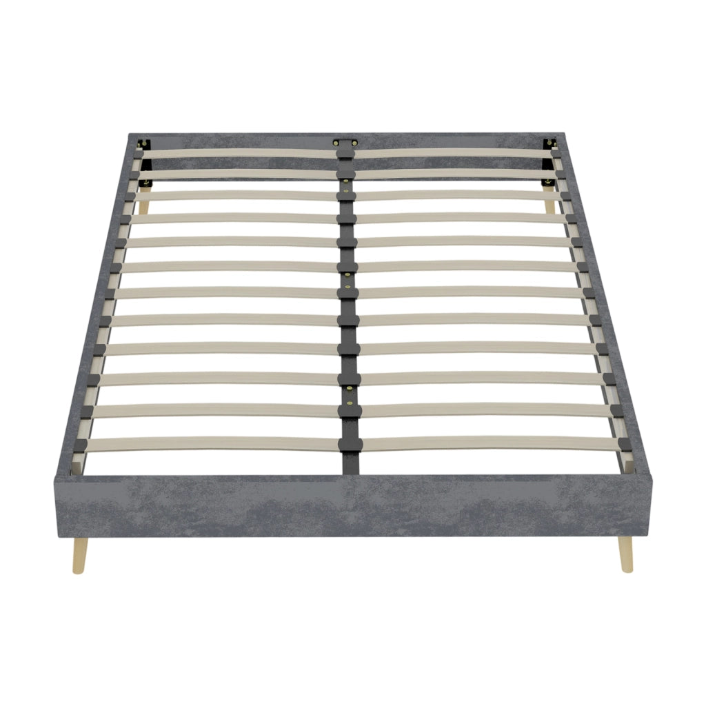 Letto 140x200 cm con struttura stabile; in tessuto e metallo grigio