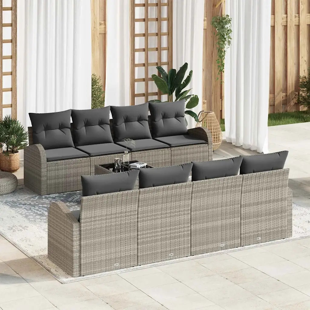 Set Divano da Giardino 9 pcs Grigio chiaro e grigio scuro 3354641
